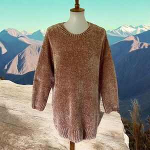 Pink Lily Boutique Soft Cozy Chenille Tunic Sweater M Medium Gold Caramel